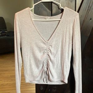 Garage tan scrunched shirt